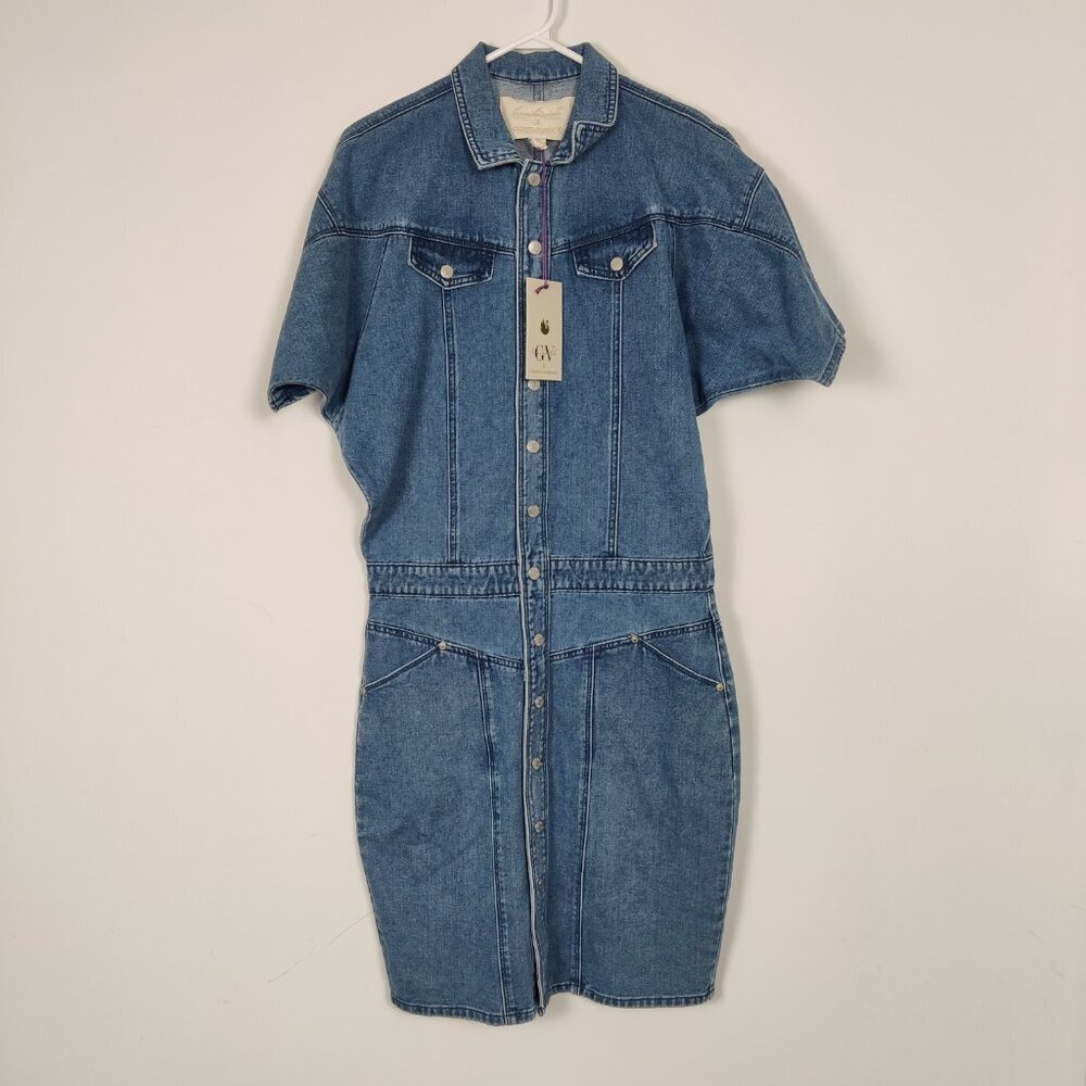 Gloria Vanderbilt X Christian Siriano Women's Midi Denim Dress Size 8 Retro NEW